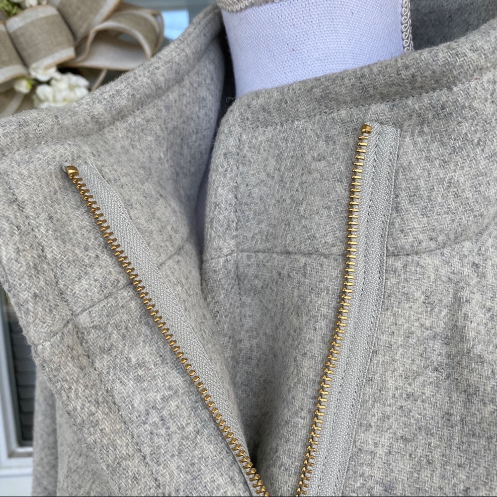 New! J Crew Heather Grey Stand Collar Wool Coat - Picture 11 of 15